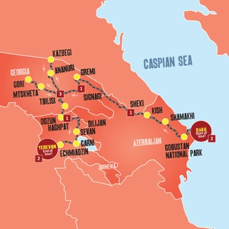 tourhub | Expat Explore Travel | Azerbaijan, Georgia & Armenia | Tour Map