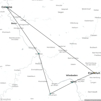 tourhub | A-ROSA River Cruises | Main & Middle Rhine Experience - Biking Cruise | Tour Map