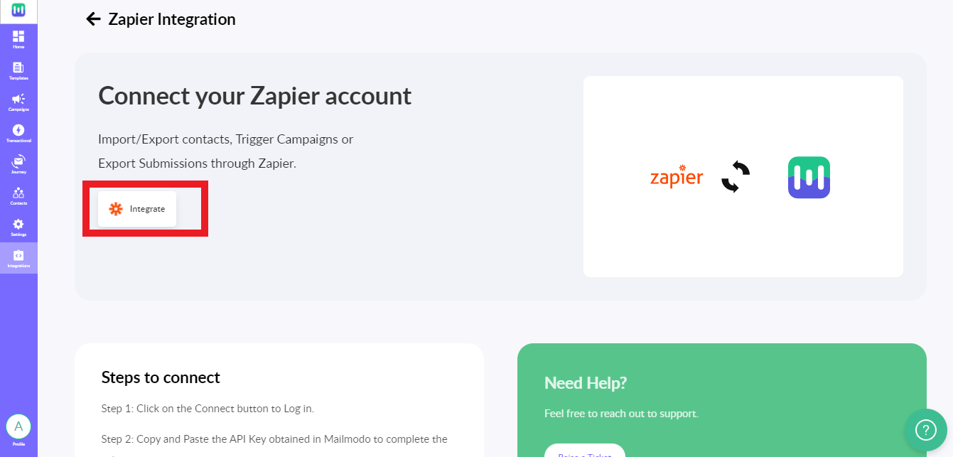 Zapier Integration with Mailmodo