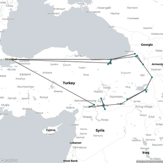 tourhub | Crooked Compass | Eastern Borders of Türkiye | Tour Map