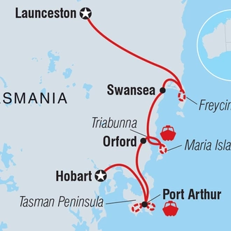 tourhub | Intrepid Travel | Walk Tasmania's East Coast | Tour Map