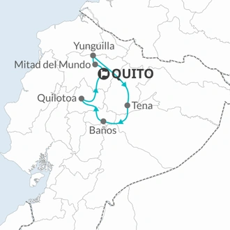 tourhub | Bamba Travel | Enchanted Ecuador: Rainforest, Andes, and Culture 9D/8N | Tour Map