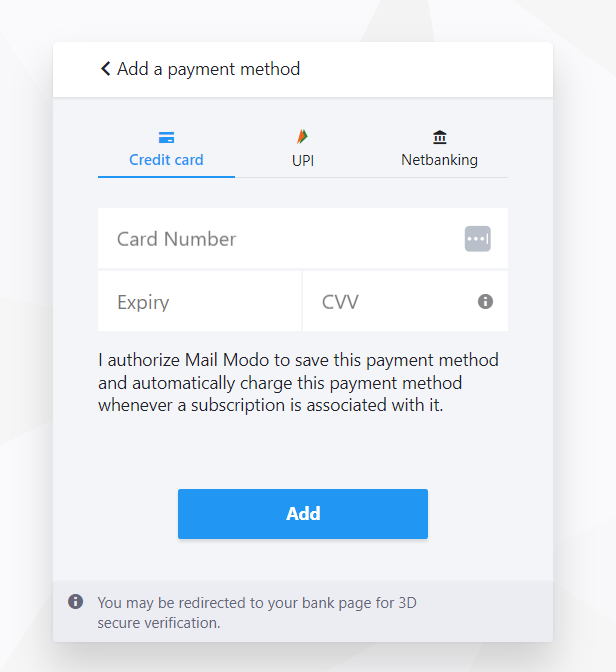 How to change the payment method in Mailmodo?