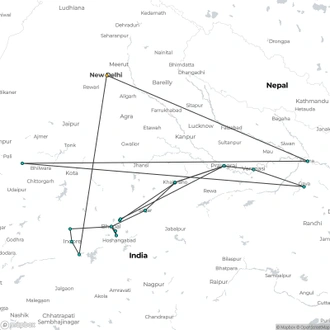 tourhub | Agora Voyages | Spiritual Tour (Jyotirlinga, Kamasutra Temple & Holy River Ghats) | Tour Map