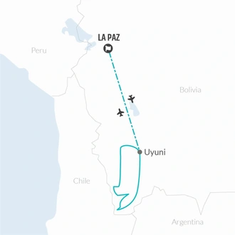 tourhub | Bamba Travel | Uyuni Salt Flats Air-Expedition 3D/2N (Salt Lodge) | Tour Map