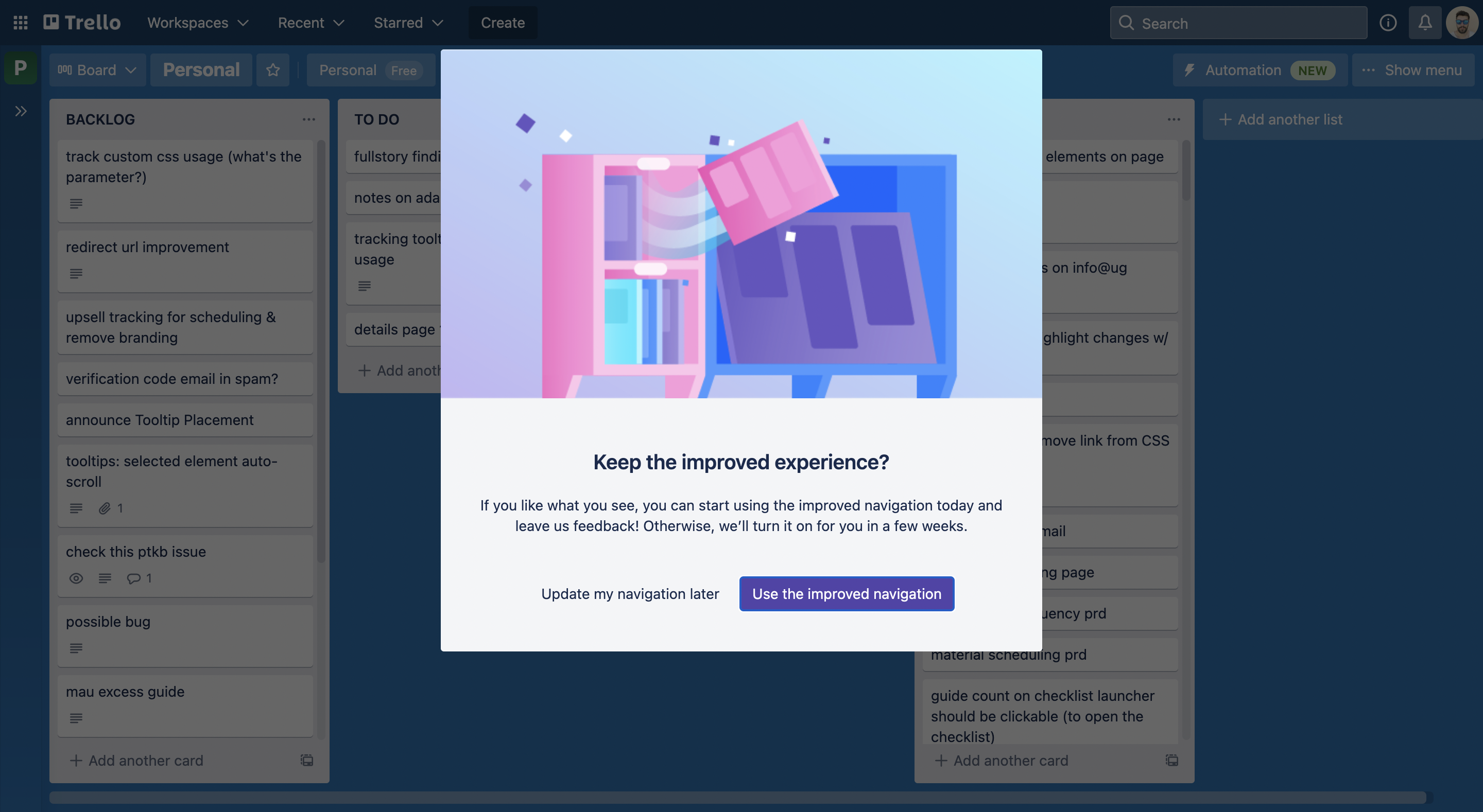 Trello product-led user onboarding example