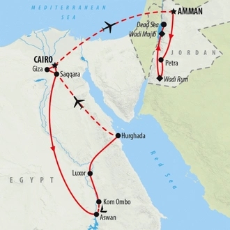 tourhub | On The Go Tours | Road To Jordan - 16 days | Tour Map