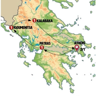 tourhub | Europamundo | Peloponnese and Meteora | Tour Map