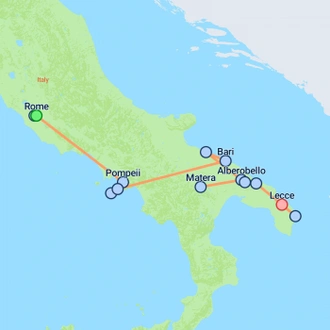 tourhub | On The Go Tours | Rome to Sorrento & Puglia - 10 days | Tour Map