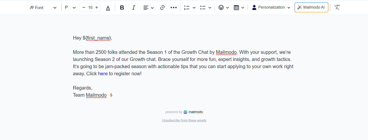 How to create text only emails in Mailmodo?
