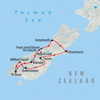 tourhub | On The Go Tours | South Island Discovery - 10 days | Tour Map