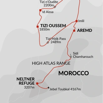 tourhub | Explore! | Toubkal Climb | Tour Map