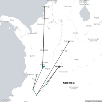 tourhub | Today Voyages | Treasures of Southern Colombia | Tour Map