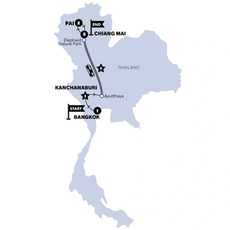 tourhub | Contiki | Northern Thai Highlights | Tour Map