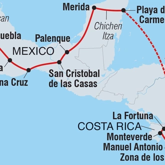tourhub | Intrepid Travel | Best of Mexico & Costa Rica | Tour Map