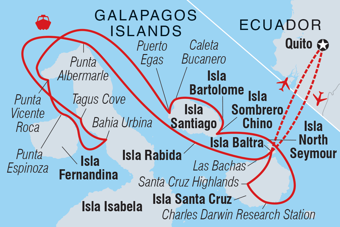 tourhub | Intrepid Travel | Ultimate Galapagos: Central Islands (Grand Daphne) | Tour Map