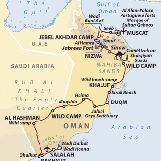 tourhub | Wild Frontiers | Discover the Sultanate of Oman with Mark Evans | Tour Map