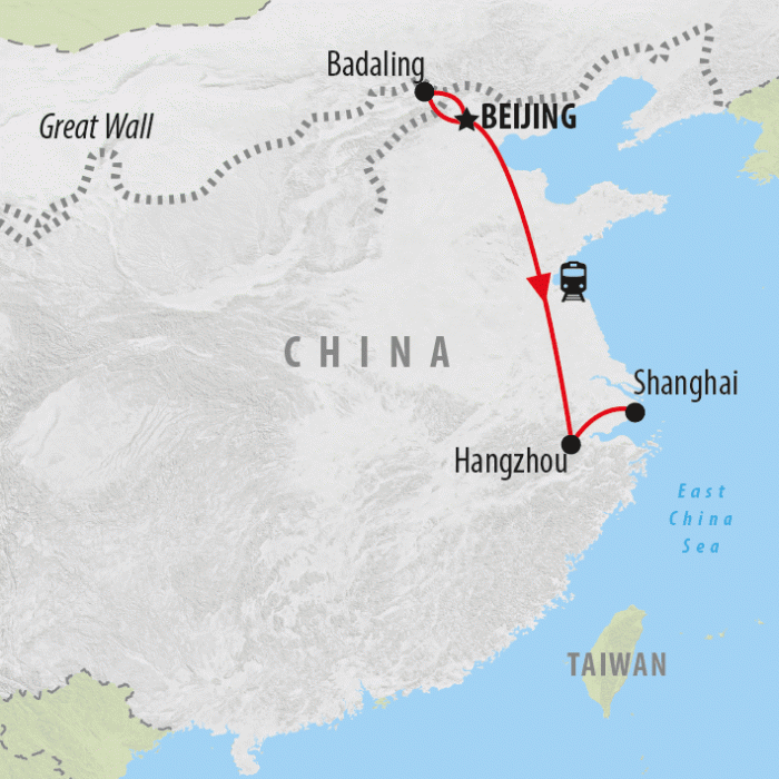 tourhub | On The Go Tours | Beijing to Shanghai Express - 10 days | Tour Map