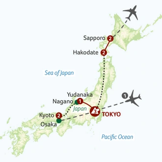 tourhub | Saga Holidays | Japanese Winter Wonderland | Tour Map