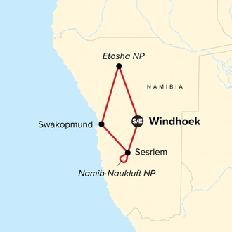 tourhub | G Adventures | Journeys: Wonders of Namibia | Tour Map