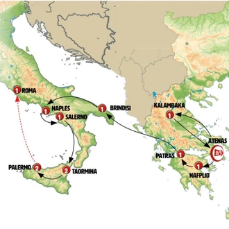 tourhub | Europamundo | Complete Greece, Puglia, Campania and Sicily | Tour Map