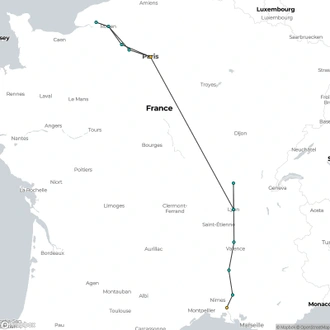 tourhub | Uniworld Boutique River Cruises | Grand France | Tour Map