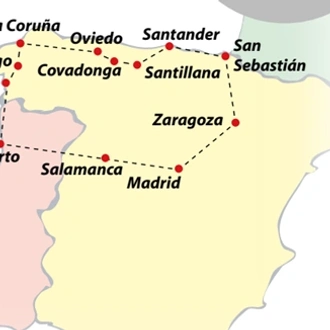 tourhub | VPT TOURS | 8 days North of Spain & Portugal from Madrid (Sundays) | Tour Map