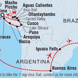 tourhub | Intrepid Travel | Best of Peru, Argentina & Brazil | Tour Map