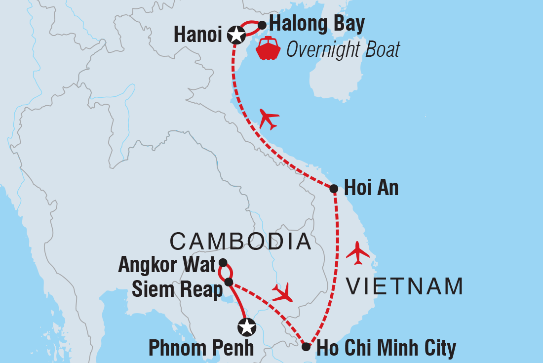 tourhub | Intrepid Travel | Cambodia & Vietnam Discovery | Tour Map