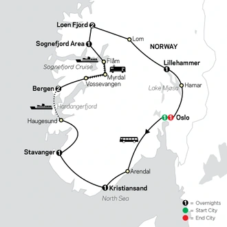 tourhub | Cosmos | Norwegian Fjords | Tour Map