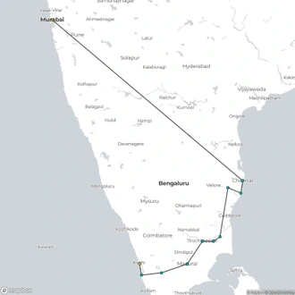 tourhub | UncleSam Holidays | Amazing South India Trip | Tour Map