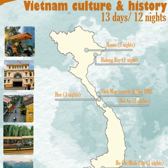 tourhub | Bonzer Tour | Vietnam culture & history 13 days | Tour Map
