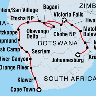 tourhub | Intrepid Travel | Southern Africa Adventure | Tour Map