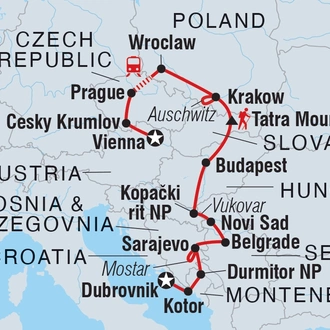 tourhub | Intrepid Travel | Vienna to Dubrovnik | Tour Map