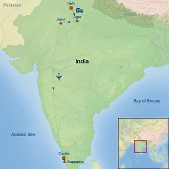tourhub | Indus Travels | Best of North and South India | Tour Map