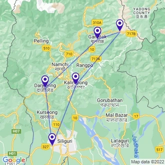 tourhub | UncleSam Holidays | Sikkim and Darjeeling Tour | Tour Map
