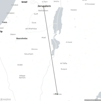 tourhub | Tourist Israel | 2 day tour to Petra from Jerusalem | Tour Map