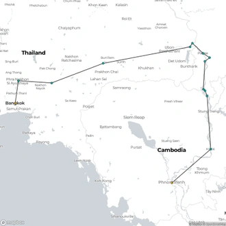 tourhub | All Points East | The Emerald Triangle | Thailand, Laos, Cambodia | Tour Map