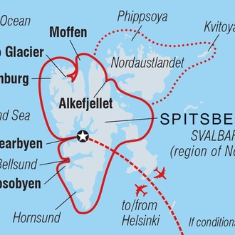 tourhub | Intrepid Travel | Spitsbergen Circumnavigation: A Rite of Passage | Tour Map