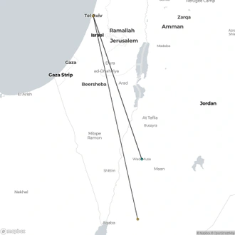 tourhub | Tourist Israel | 2 Day Tour to Petra and Wadi Rum from Tel Aviv | Tour Map