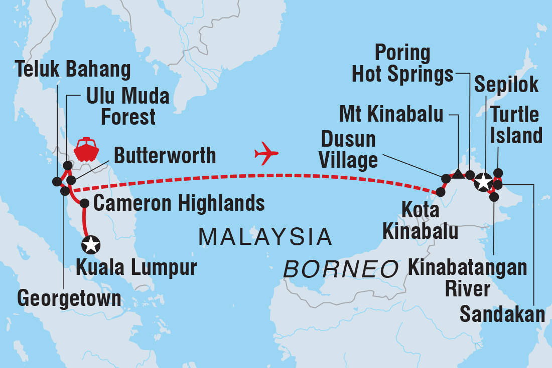 tourhub | Intrepid Travel | Malaysia's Ultimate Adventure | Tour Map