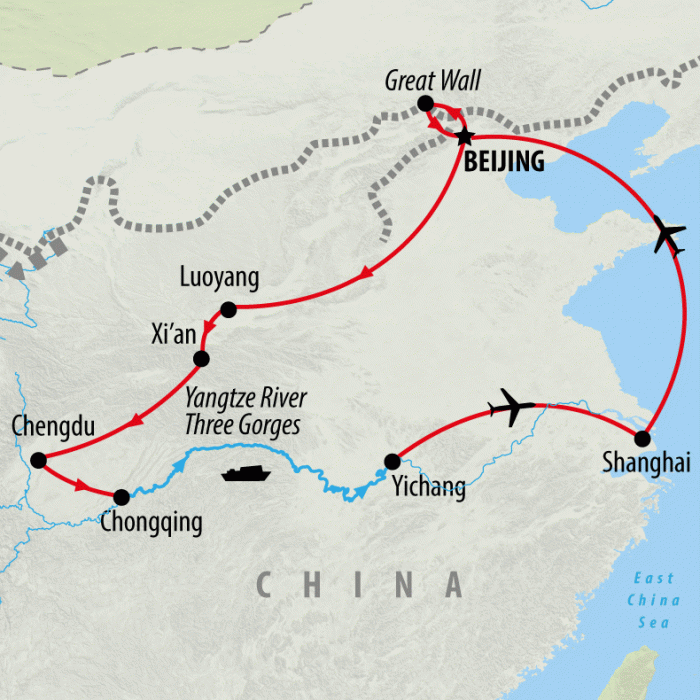 tourhub | On The Go Tours | Shanghai & Yangtze Cruise - 16 days | Tour Map