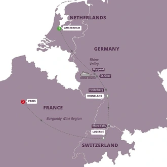 tourhub | Trafalgar | European Highlights End Paris | Tour Map