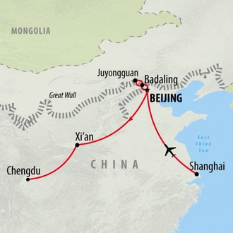 tourhub | On The Go Tours | Shanghai to Chengdu Panda-monium - 11 days | Tour Map