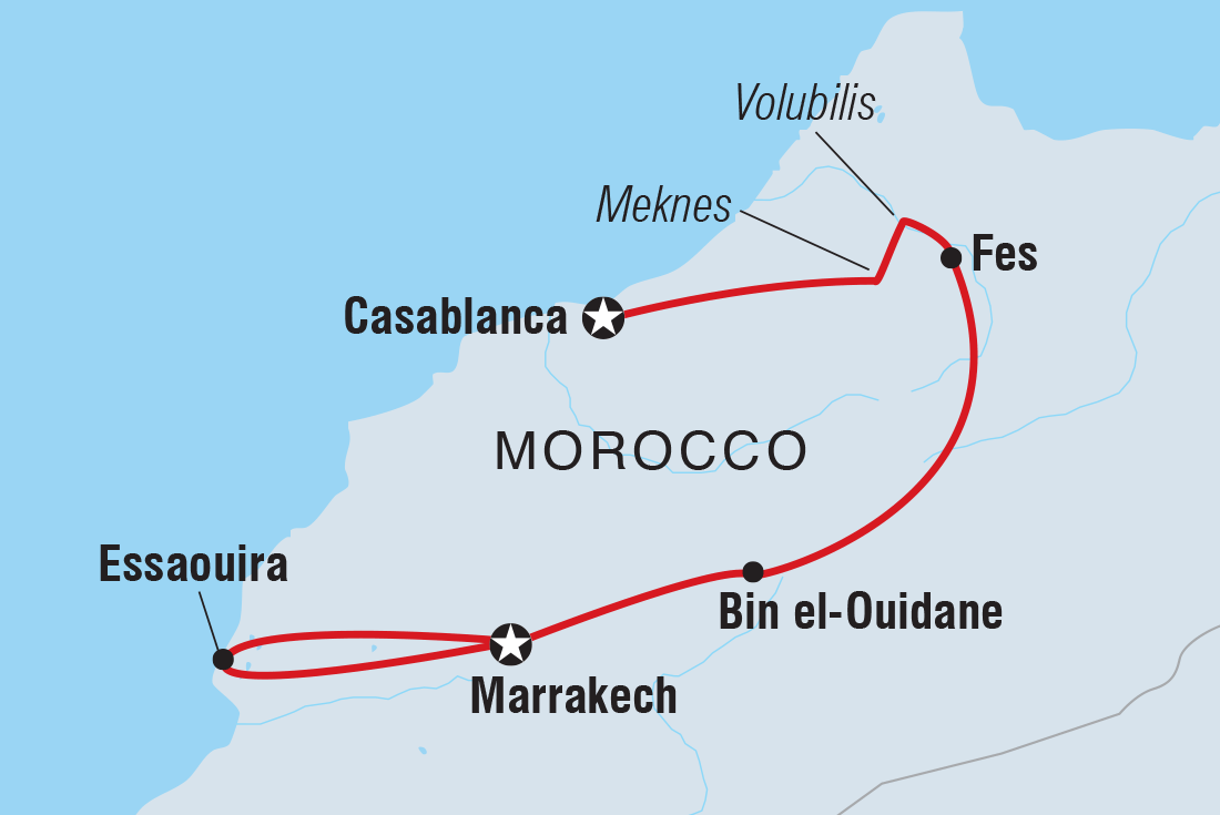 tourhub | Intrepid Travel | Premium Morocco Highlights with Essaouira | Tour Map