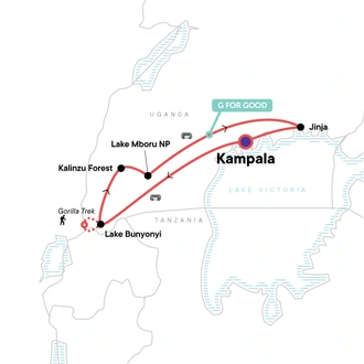 tourhub | G Adventures | Uganda Overland: Gorillas & Chimps | Tour Map