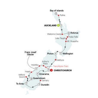 tourhub | AAT Kings | Kia Ora New Zealand | Tour Map