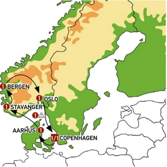 tourhub | Europamundo | The beautiful Norway and Nordic Capitals | Tour Map