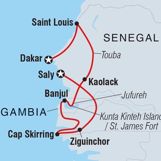 tourhub | Intrepid Travel | Senegal & The Gambia Adventure | Tour Map