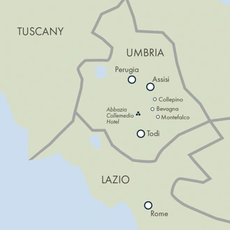 tourhub | Exodus | RCGS: Rome, Assisi & Magical Umbria - Premium Adventure with Robin Esrock | Tour Map